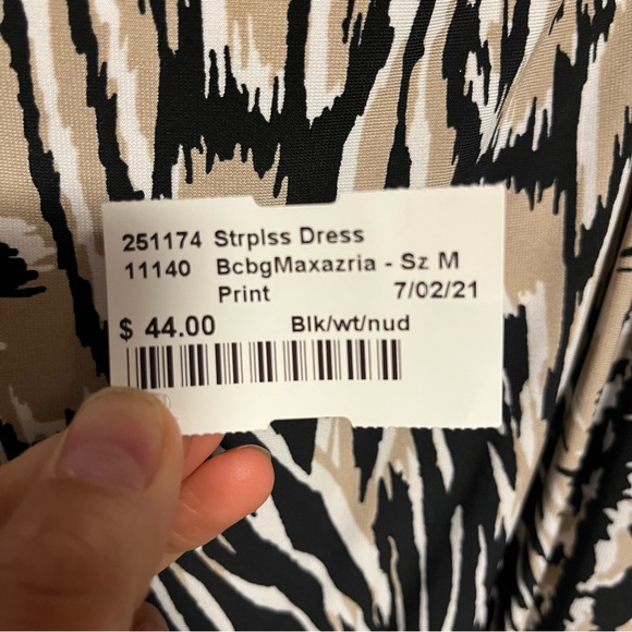 BCBG Max Azria Strapless Pockets Dress Animal Print Size Medium M - Picture 5 of 9